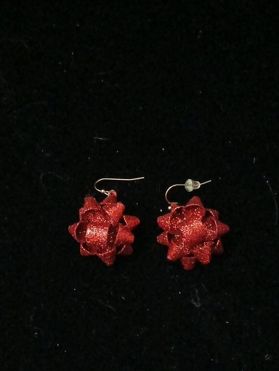 Jewelry - Sparkling Red Ribbon Bow Drop Earrings - Women Jewelry